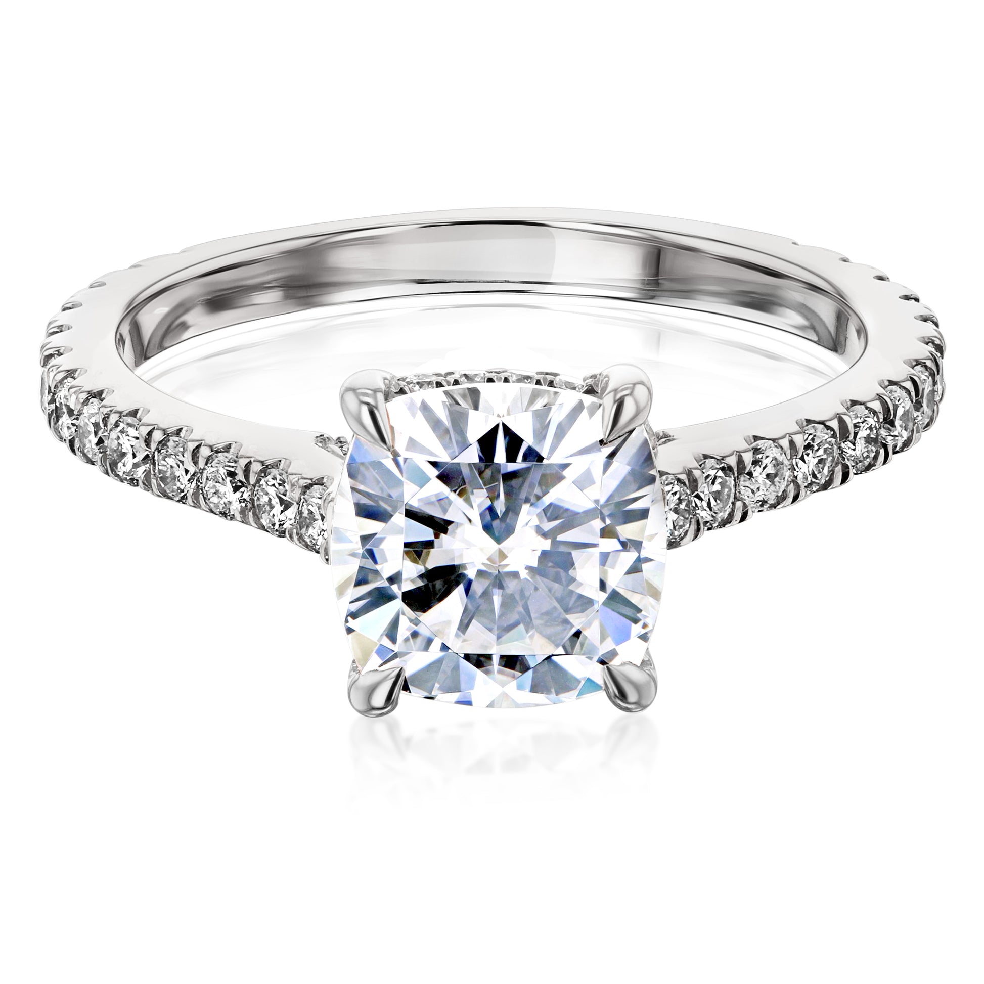 Kobelli London Collection Camilla 2ct Cushion Moissanite Cathedral Engagement Ring