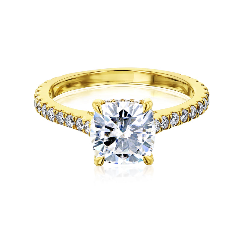 Kobelli London Collection Camilla 2ct Cushion Moissanite Cathedral Engagement Ring