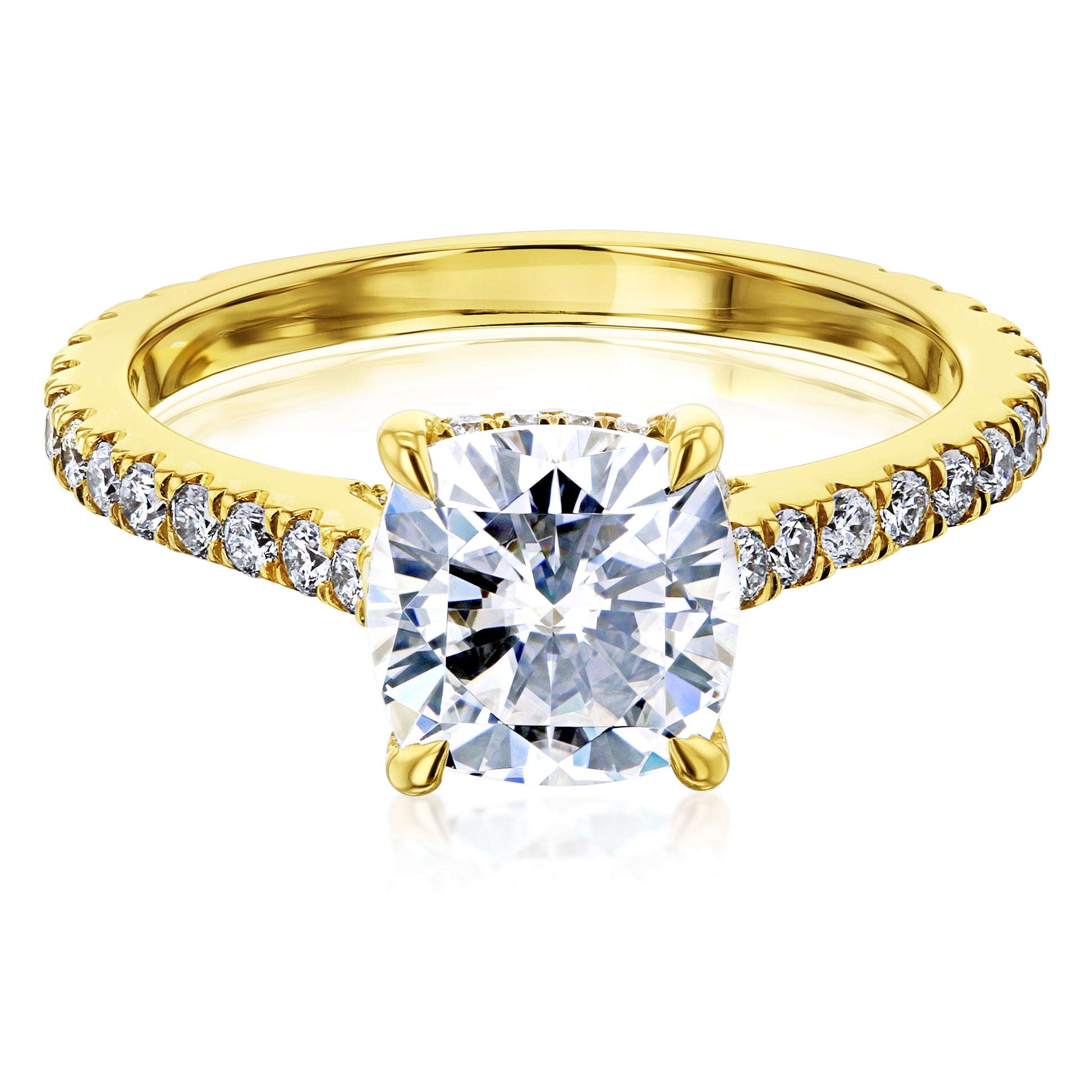 Kobelli London Collection Camilla 2ct Cushion Moissanite Cathedral Engagement Ring