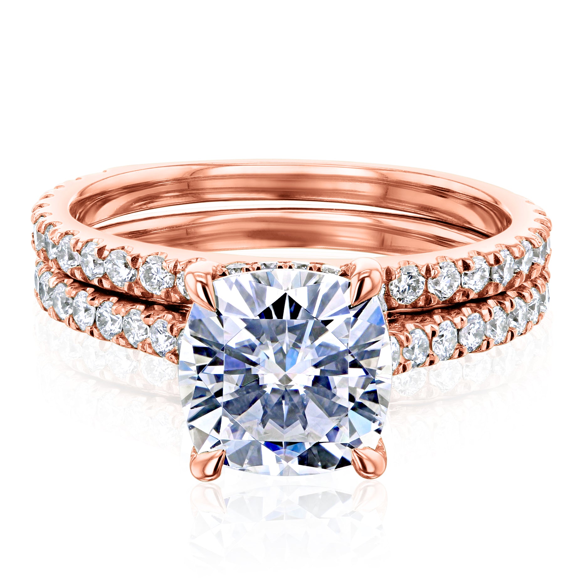 Kobelli London Collection Camilla 2ct Cushion Moissanite Cathedral Bridal Set