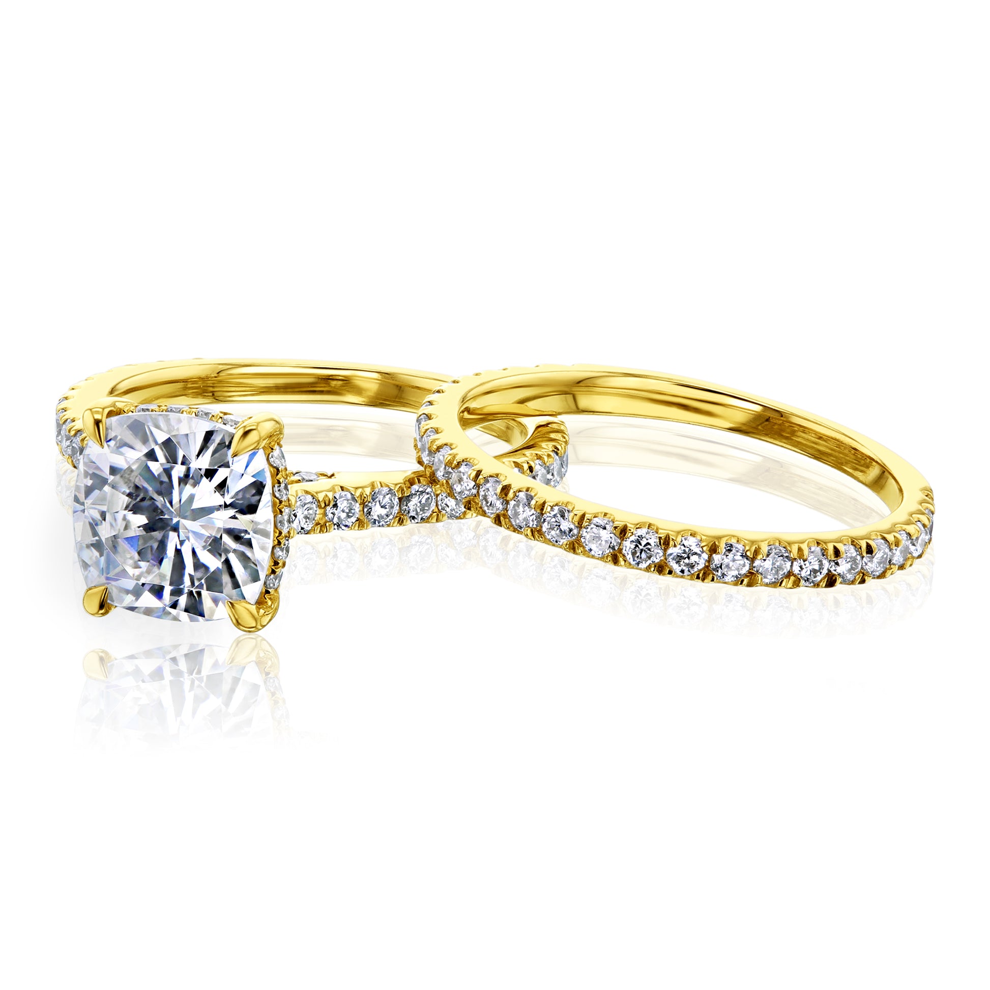 Kobelli London Collection Camilla 2ct Cushion Moissanite Cathedral Bridal Set