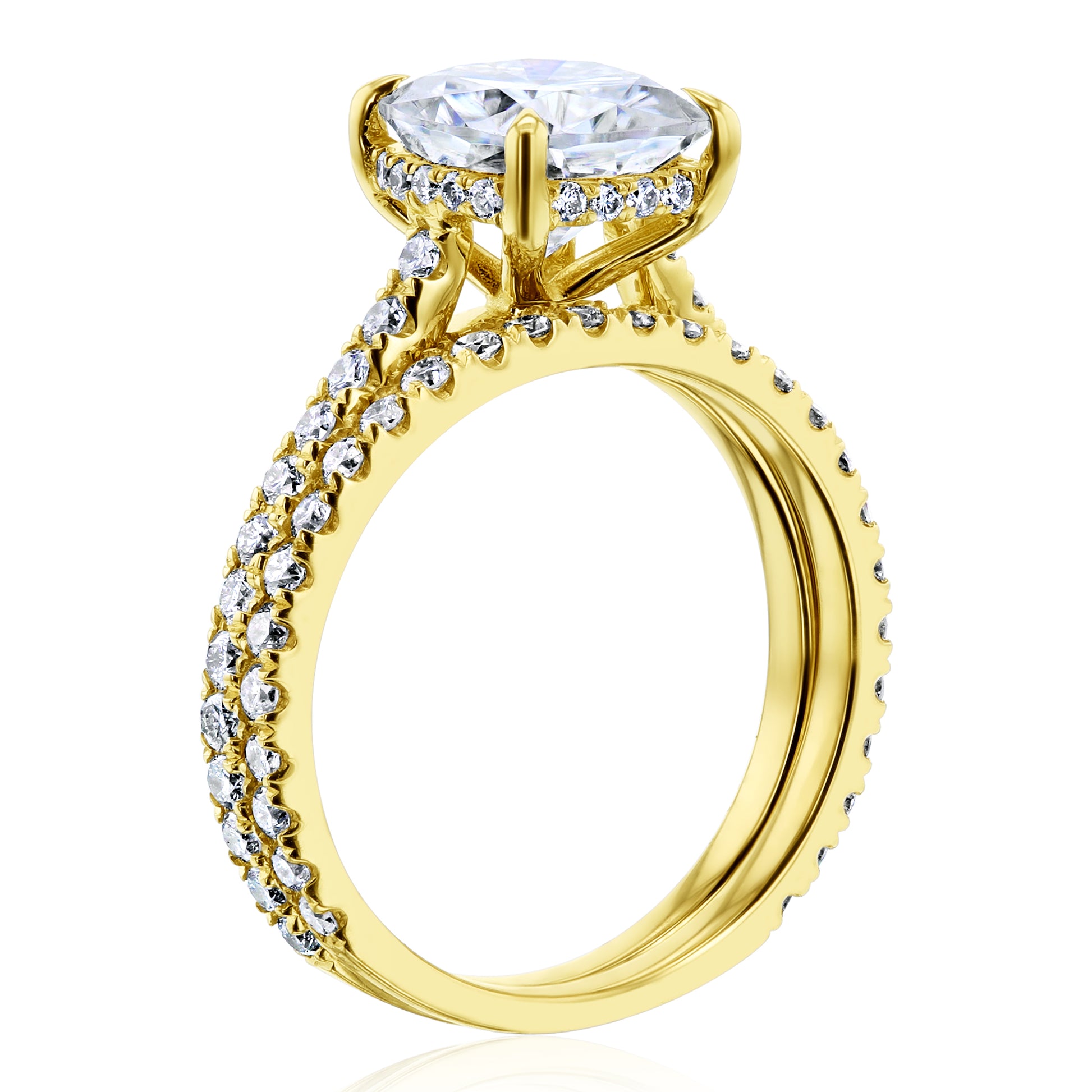 Kobelli London Collection Camilla 2ct Cushion Moissanite Cathedral Bridal Set