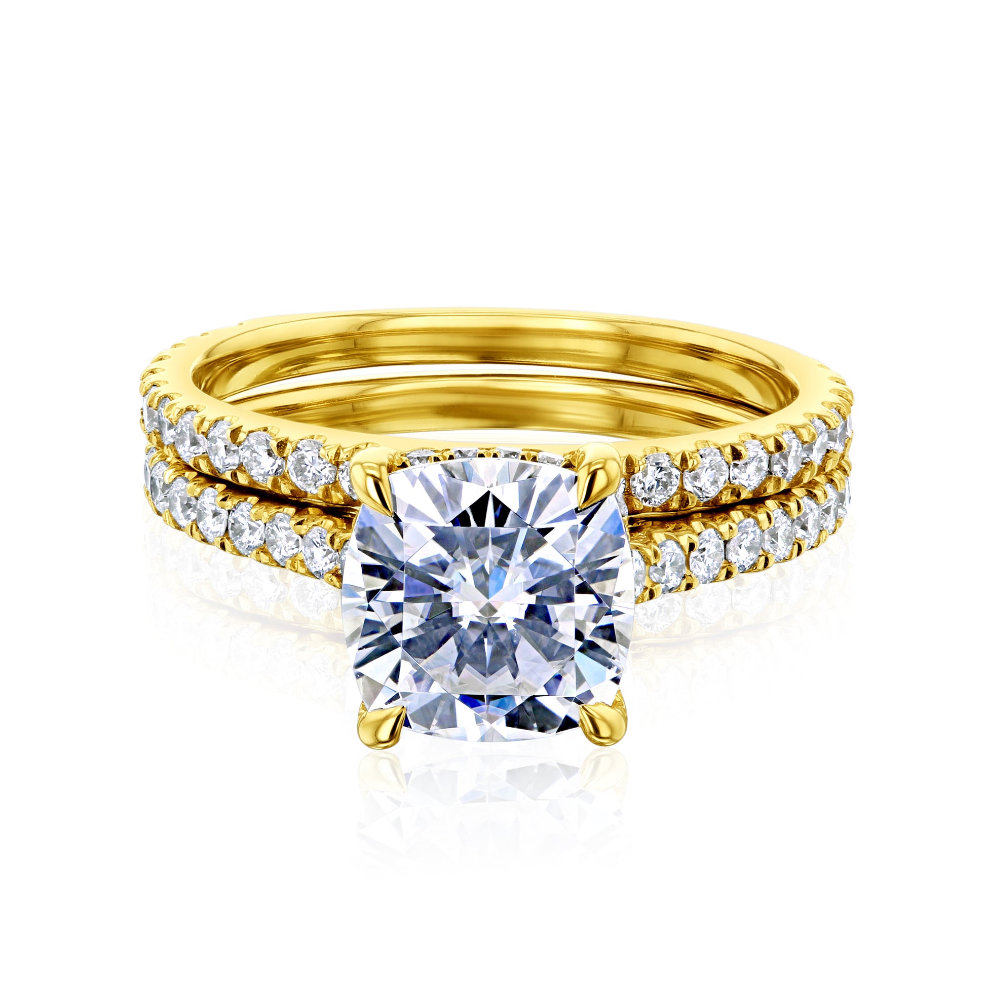 Kobelli London Collection Camilla 2ct Cushion Moissanite Cathedral Bridal Set