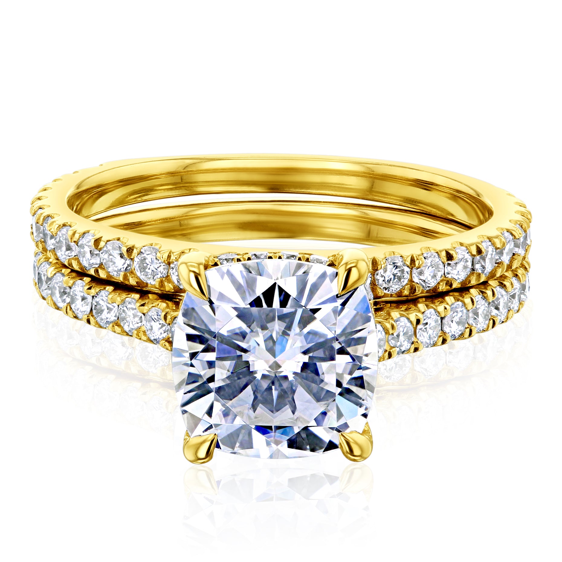 Kobelli London Collection Camilla 2ct Cushion Moissanite Cathedral Bridal Set