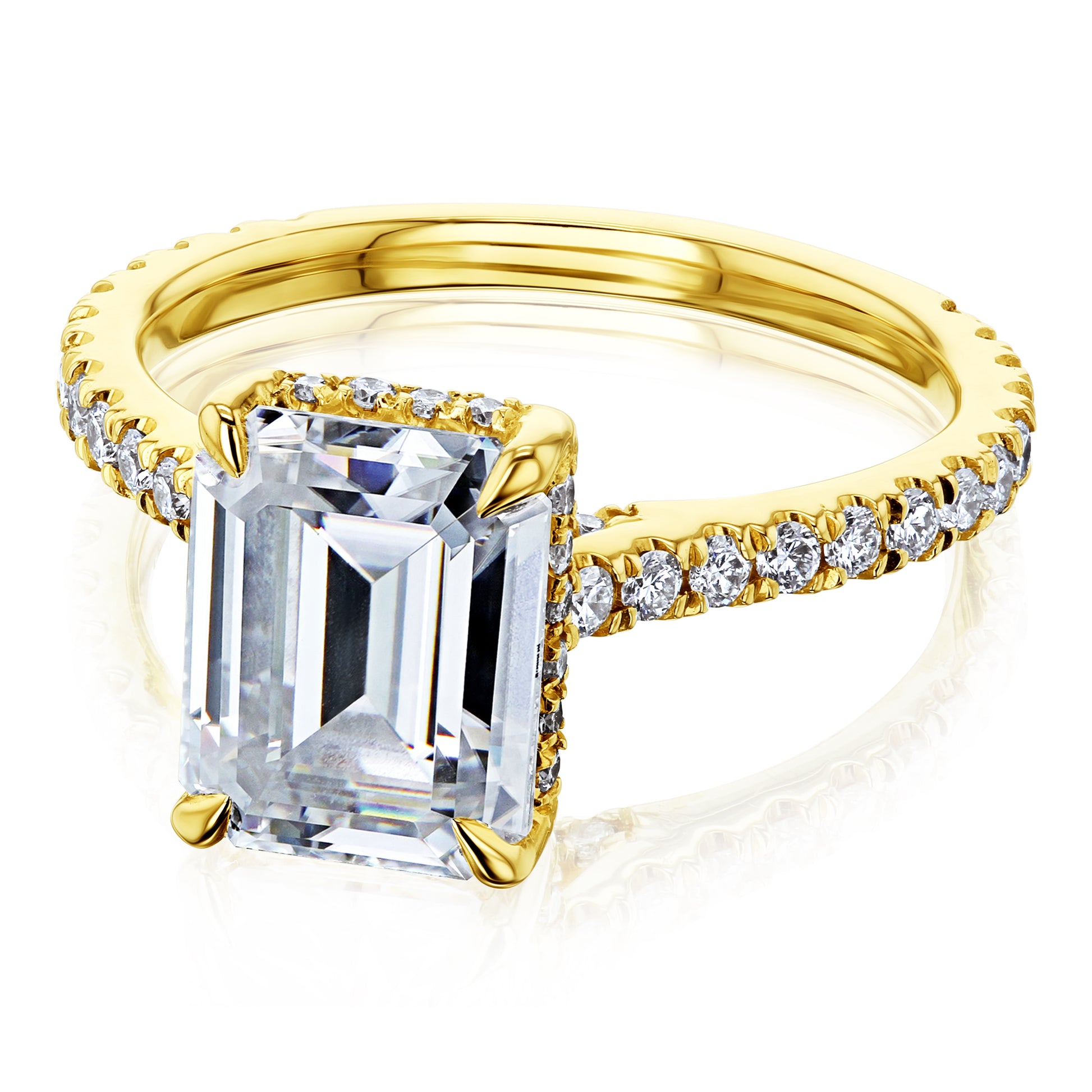Elaine 2.45ct Emerald Moissanite Cathedral Engagement Ring