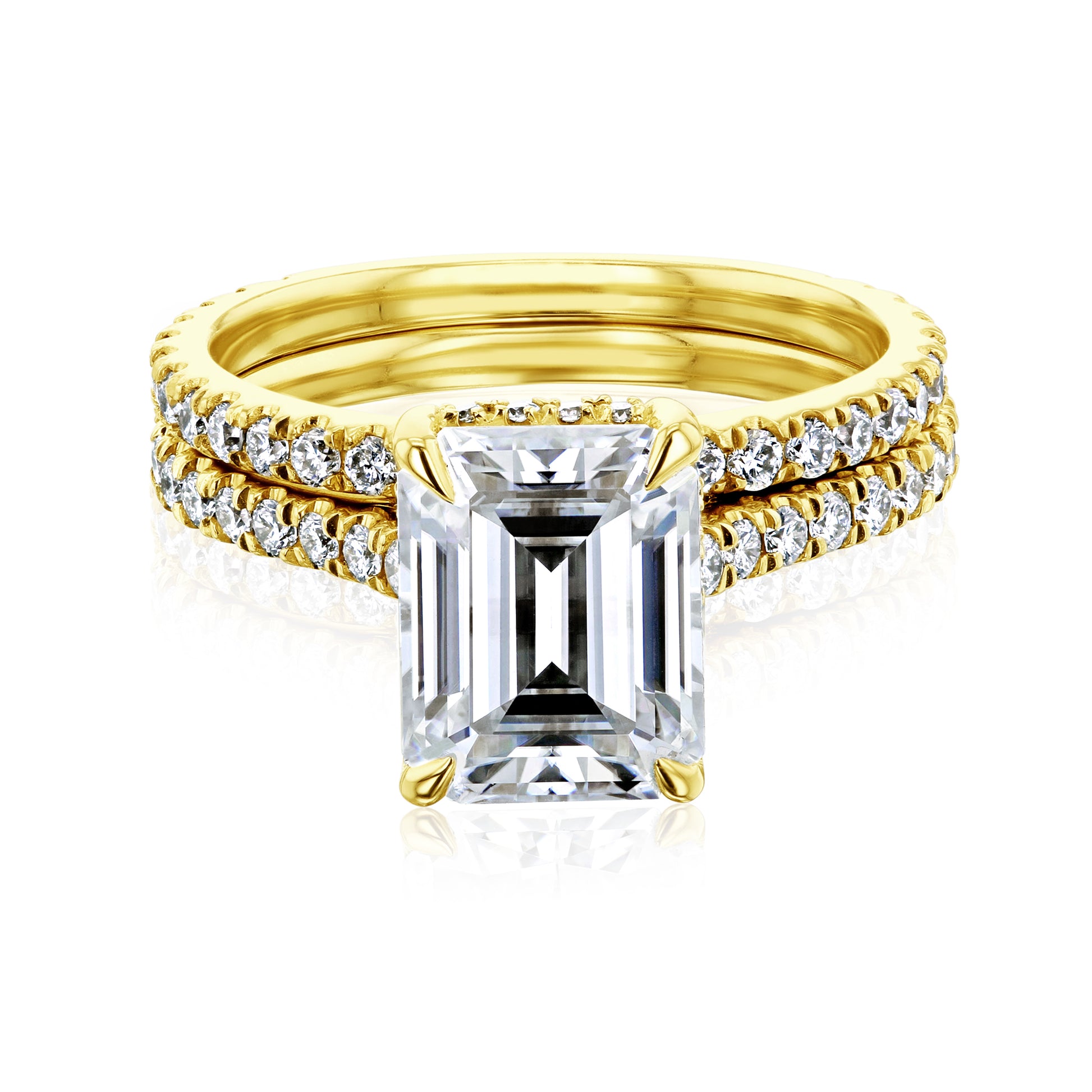 Kobelli London Collection Elaine 2.45ct Emerald Moissanite Cathedral Bridal Set