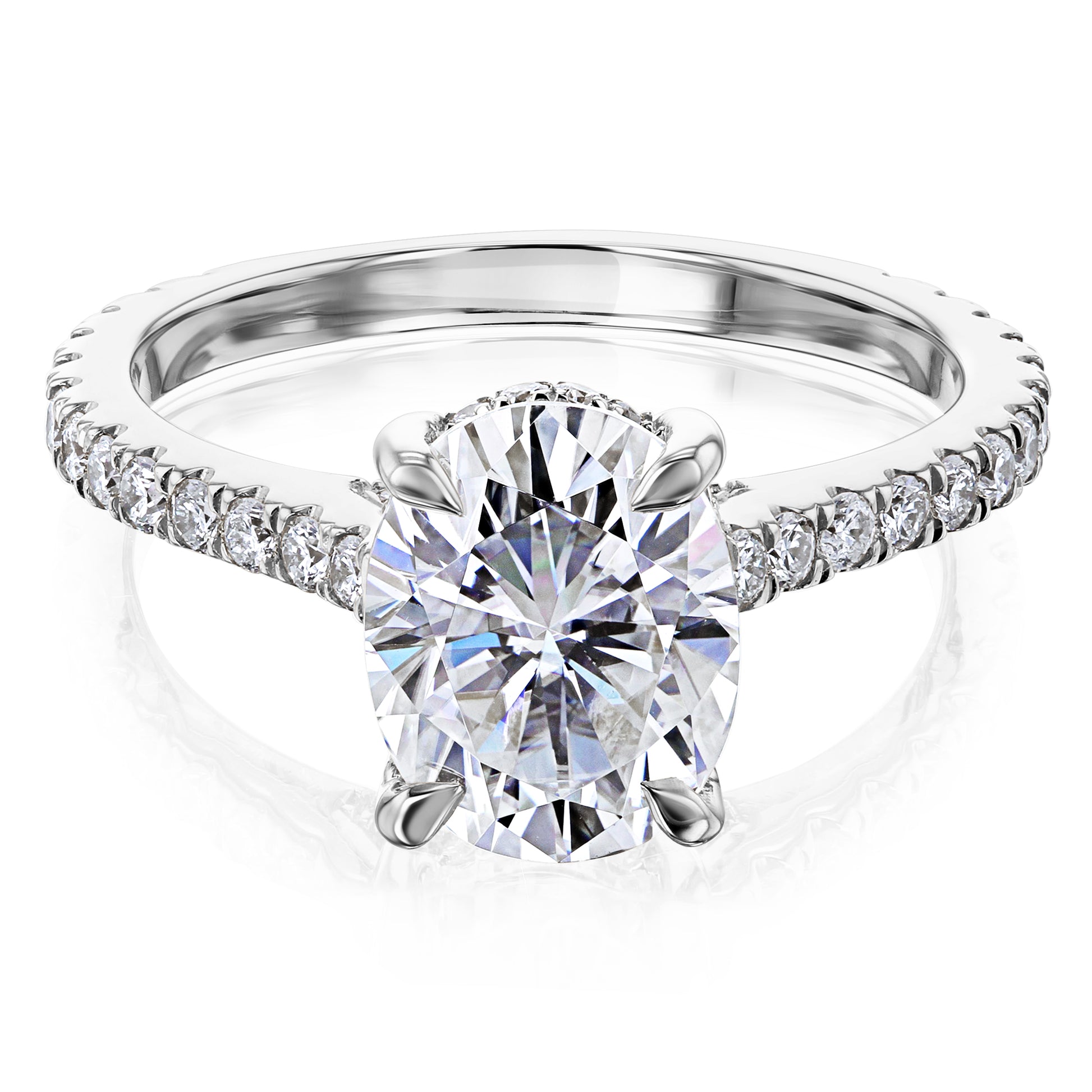 Kobelli London Collection Olga 2.1ct Oval Moissanite Cathedral Engagement Ring