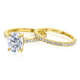 Kobelli London Collection Olga 2.1ct Hidden Halo Oval Moissanite Cathedral Engagement Ring with 14K Gold Band