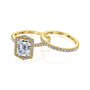 Kobelli Hexagon Halo 2.45ct Emerald Moissanite and Diamond Rings