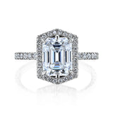 Kobelli Hexagon Halo 2.45ct Emerald Moissanite & 0.50ct Diamond Engagement Ring in 14k Gold - Saturday Collection