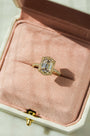 Kobelli Hexagon Halo 2.45ct Emerald Moissanite and Diamond Rings