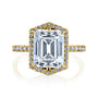 Kobelli Hexagon Halo 3.50ct Emerald Moissanite & 0.55ct Diamond Engagement Ring in 14k Gold - Saturday Collection