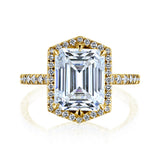 Kobelli Hexagon Halo 3,50 quilates de esmeralda moissanite e anel de noivado de diamante de 0,55 quilates em ouro 14k - coleção de sábado