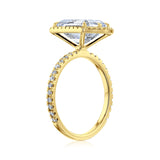 Kobelli Hexagon Halo 3.50ct Emerald Moissanite & 0.55ct Diamond Engagement Ring in 14k Gold - Saturday Collection