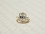Kobelli Hexagon Halo 4.90ct Emerald Moissanite and Diamond Rings