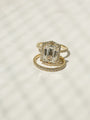 Kobelli Hexagon Halo 4.90ct Emerald Moissanite and Diamond Rings