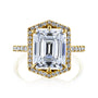 Kobelli Hexagon Halo 4.90ct Emerald Moissanite & 0.55ct Diamond Engagement Ring in 14k Gold - Saturday Collection