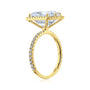 Kobelli Hexagon Halo 4.90ct Emerald Moissanite & 0.55ct Diamond Engagement Ring in 14k Gold - Saturday Collection