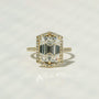 Kobelli Hexagon Halo 4.90ct Emerald Moissanite & 0.55ct Diamond Engagement Ring in 14k Gold - Saturday Collection