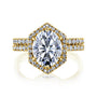 Kobelli Hexagon Halo 3ct Oval Moissanite and Diamond Rings