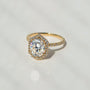 Kobelli Hexagon Halo 3ct Oval Moissanite & 0.50ct Diamond Engagement Ring in 14k Gold - Saturday Collection