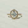 Kobelli Hexagon Halo 3ct Oval Moissanite & 0.50ct Diamond Engagement Ring in 14k Gold - Saturday Collection
