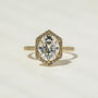 Kobelli Hexagon Halo 3ct Oval Moissanite & 0.50ct Diamond Engagement Ring in 14k Gold - Saturday Collection