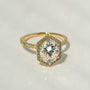 Kobelli Hexagon Halo 3ct Oval Moissanite and Diamond Rings