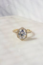 Kobelli Hexagon Halo 3ct Oval Moissanite & 0.50ct Diamond Engagement Ring in 14k Gold - Saturday Collection