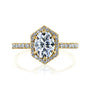 Kobelli Hexagon Halo 1.5ct Oval Moissanite & 0.48ct Diamond Engagement Ring in 14k Gold - Saturday Collection