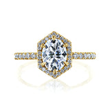 Kobelli Hexagon Halo 1.5ct Oval Moissanite & 0.48ct Diamond Engagement Ring in 14k Gold - Saturday Collection