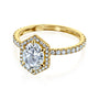 Kobelli Hexagon Halo 1.5ct Oval Moissanite & 0.48ct Diamond Engagement Ring in 14k Gold - Saturday Collection