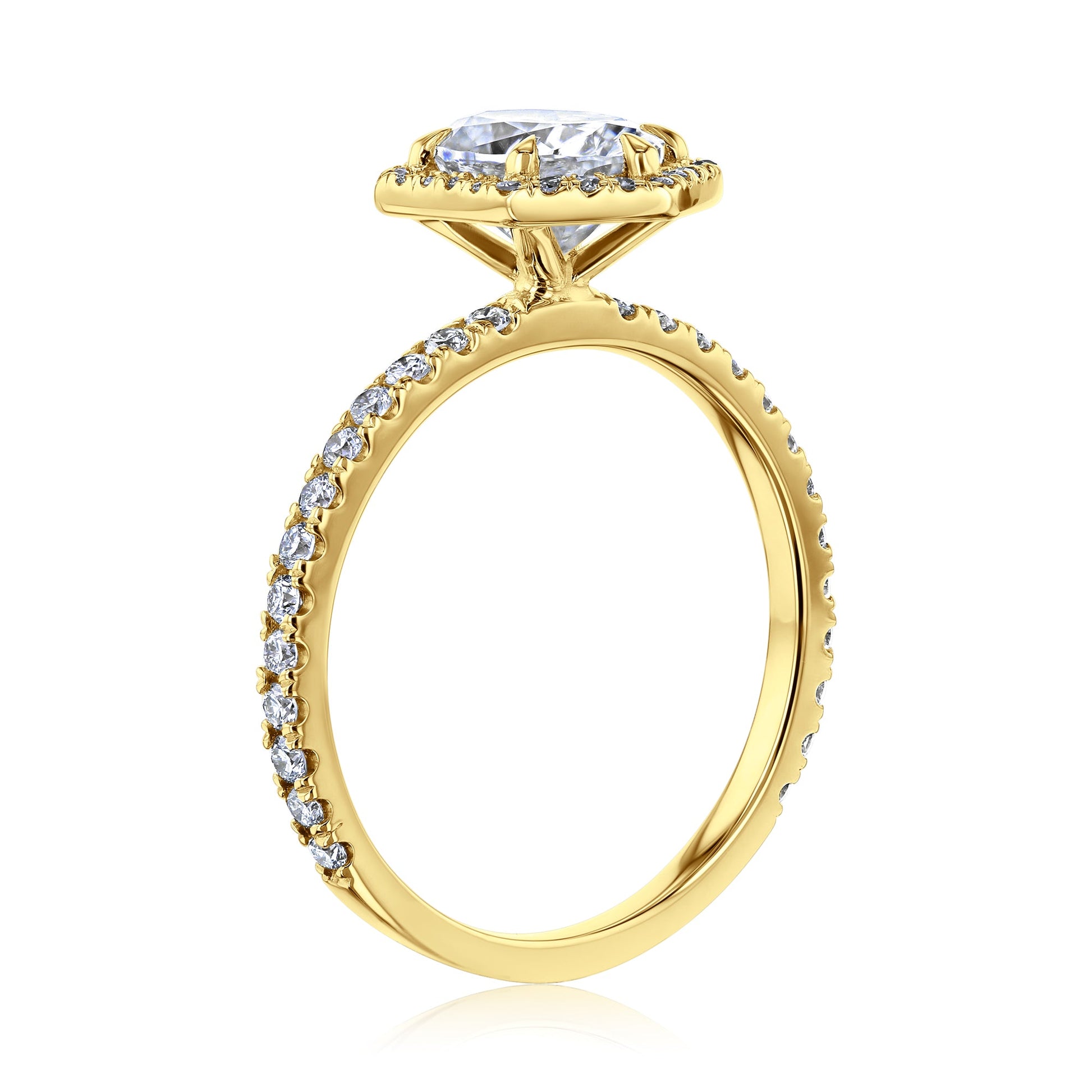Kobelli Hexagon Halo 1.5ct Oval Moissanite & 0.48ct Diamond Engagement Ring in 14k Gold - Saturday Collection