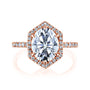Kobelli Hexagon Halo 3ct Oval Moissanite & 0.50ct Diamond Engagement Ring in 14k Gold - Saturday Collection