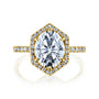 Kobelli Hexagon Halo 3ct Oval Moissanite & 0.50ct Diamond Engagement Ring in 14k Gold - Saturday Collection