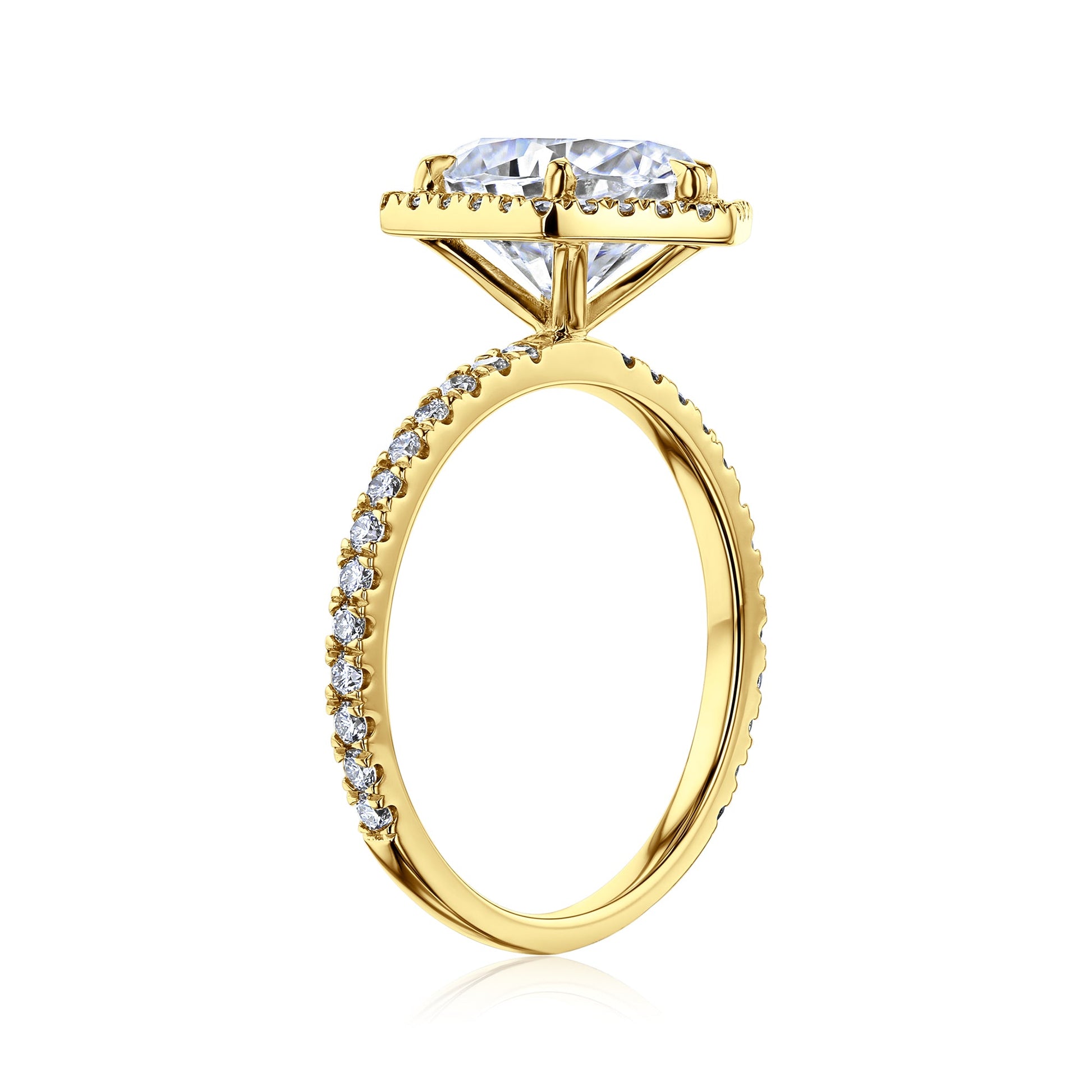 Kobelli Hexagon Halo 3ct Oval Moissanite & 0.50ct Diamond Engagement Ring in 14k Gold - Saturday Collection