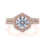 Kobelli Hexagon Halo 1.5ct Round Moissanite and Diamond Rings