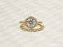 Kobelli Hexagon Halo 1.5ct Round Moissanite and Diamond Rings