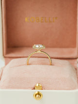 Kobelli Hexagon Halo 1,5 quilates de moissanite redondo e anel de noivado de diamante de 0,5 quilates em ouro 14 quilates - coleção de sábado