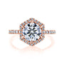 Kobelli Hexagon Halo 1.9ct Round Moissanite & 0.48ct Diamond Engagement Ring in 14k Gold - Saturday Collection