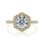 Kobelli Hexagon Halo 1.9ct Round Moissanite & 0.48ct Diamond Engagement Ring in 14k Gold - Saturday Collection