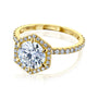 Kobelli Hexagon Halo 1.9ct Round Moissanite & 0.48ct Diamond Engagement Ring in 14k Gold - Saturday Collection