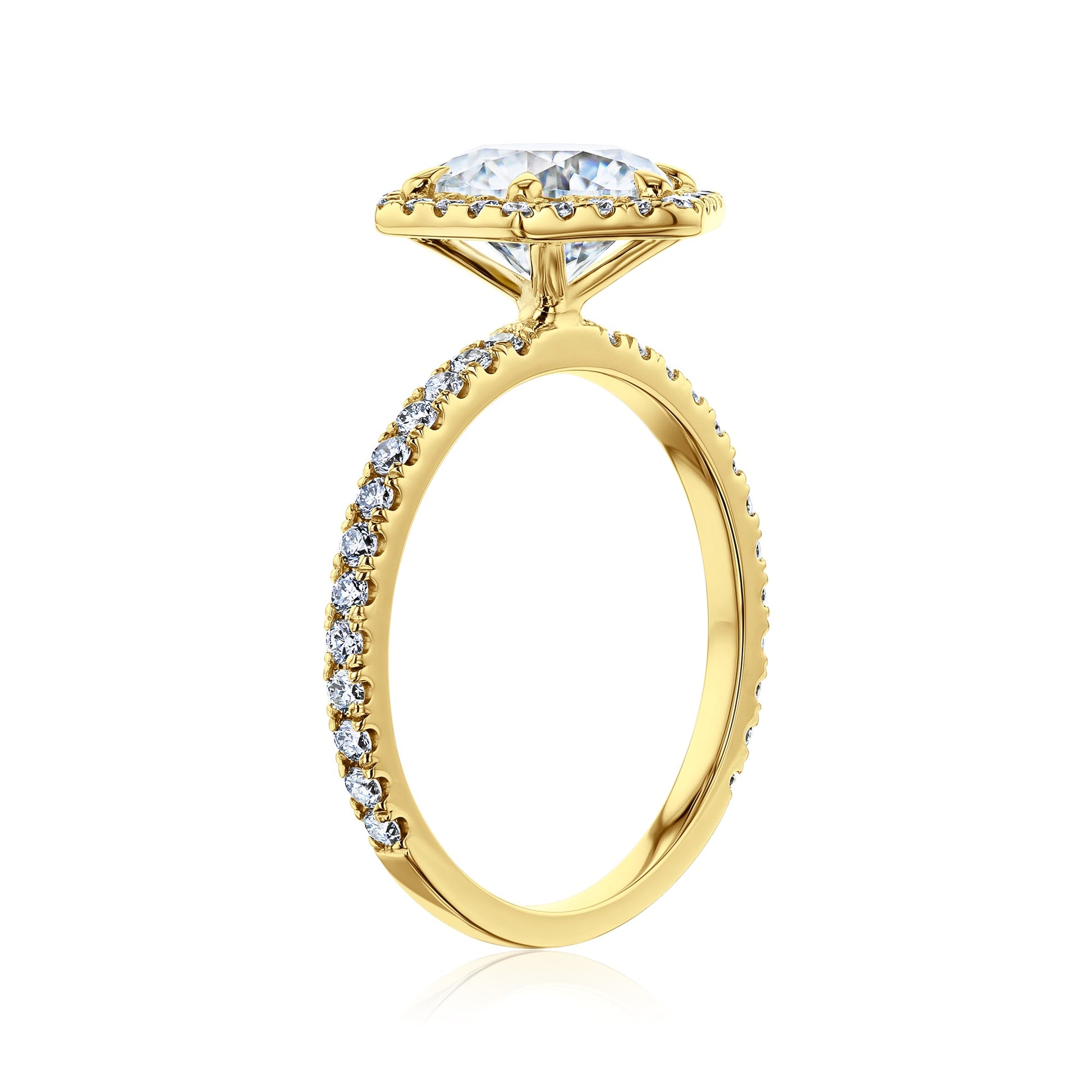 Kobelli Hexagon Halo 1.9ct Round Moissanite & 0.48ct Diamond Engagement Ring in 14k Gold - Saturday Collection