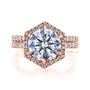 Kobelli Hexagon Halo 3.1ct Round Moissanite and Diamond Rings