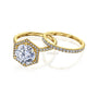 Kobelli Hexagon Halo 3.1ct Round Moissanite and Diamond Rings