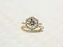 Kobelli Hexagon Halo 3.1ct Round Moissanite and Diamond Rings