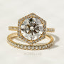 Kobelli Hexagon Halo 3.1ct Round Moissanite and Diamond Rings