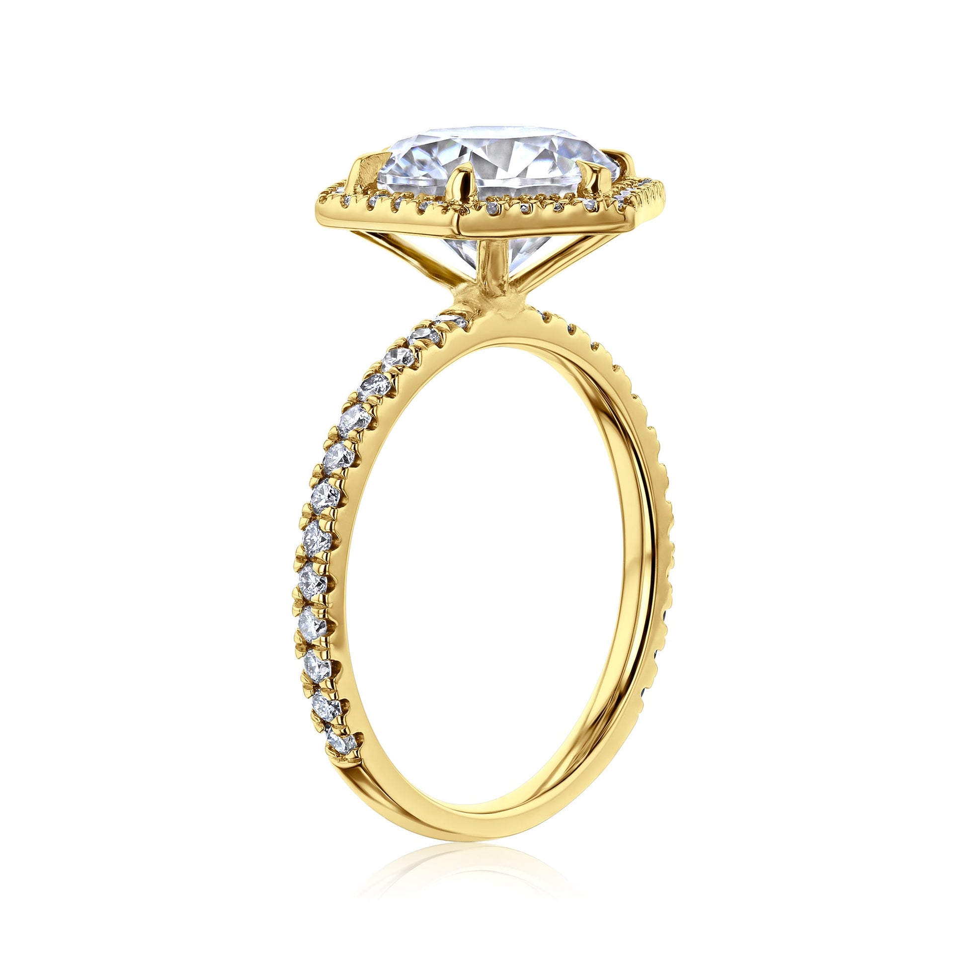 Kobelli Hexagon Halo 3.1ct Round Moissanite & 0.50ct Diamond Engagement Ring in 14k Gold - Saturday Collection