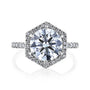 Kobelli Hexagon Halo 3.1ct Round Moissanite & 0.50ct Diamond Engagement Ring in 14k Gold - Saturday Collection