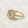 Kobelli Hexagon Halo 3.1ct Round Moissanite & 0.50ct Diamond Engagement Ring in 14k Gold - Saturday Collection